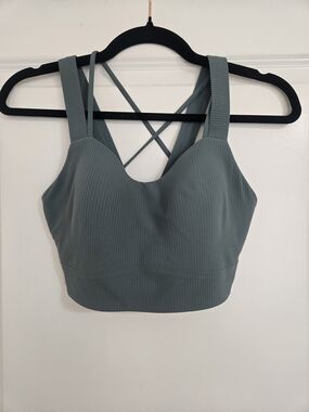 lululemon athletica Ribbed Crisscross Sports Bra — Slate Green